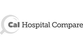 Logo of Cal Hospital Compare with the word Cal inside a magnifying glass, followed by the words Hospital Compare in a clean, simple font on a light background—ideal for custom WordPress website designs seeking clarity and professionalism.