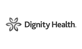 Dignity Health logo featuring a stylized flower-like emblem to the left of the words “Dignity Health” in bold, black text on a white background—ideal inspiration for custom WordPress website designs.