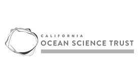 Logo for California Ocean Science Trust featuring abstract, overlapping line art of a circular shape to the left, with the organization’s name in uppercase letters and a horizontal line beneath Science Trust—perfect for custom Wordpress website designs.