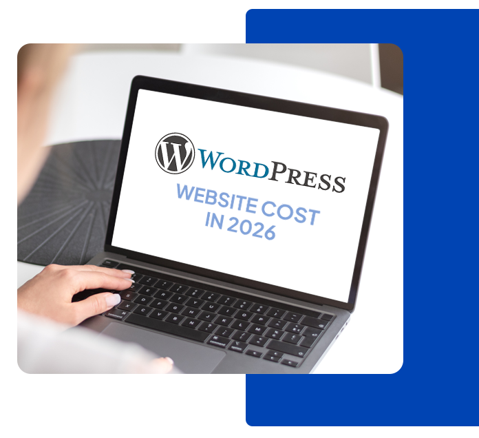WordrPress Website Cost in 2026 displayed on laptop screen